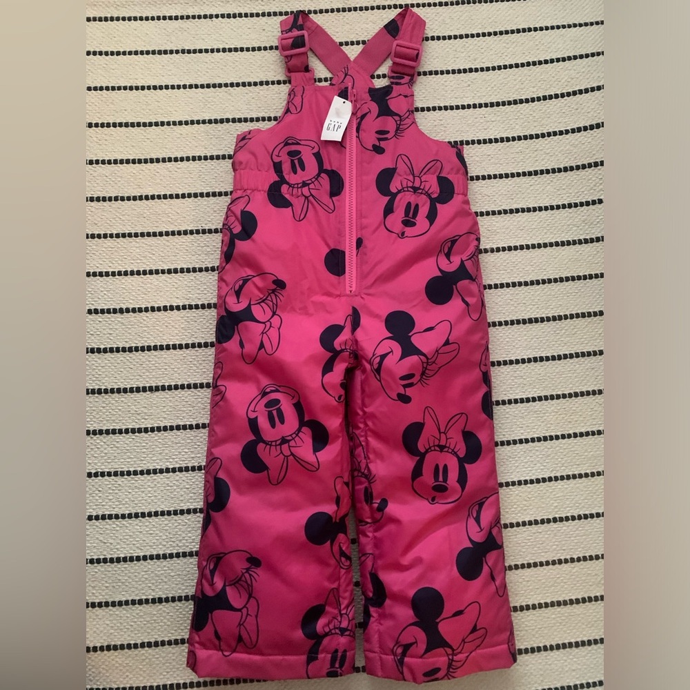 Pink fleece lined baby gap kids limited edition minnie mouse snow pants